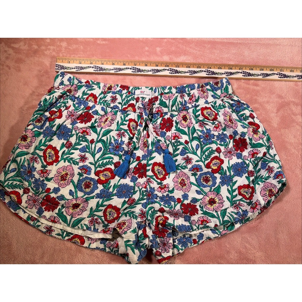 VINEYARD VINES~LARGE~TISBURY FLORAL ELASTIC WAIST PULL-ON SHORTS-LINED~POCKETS~L